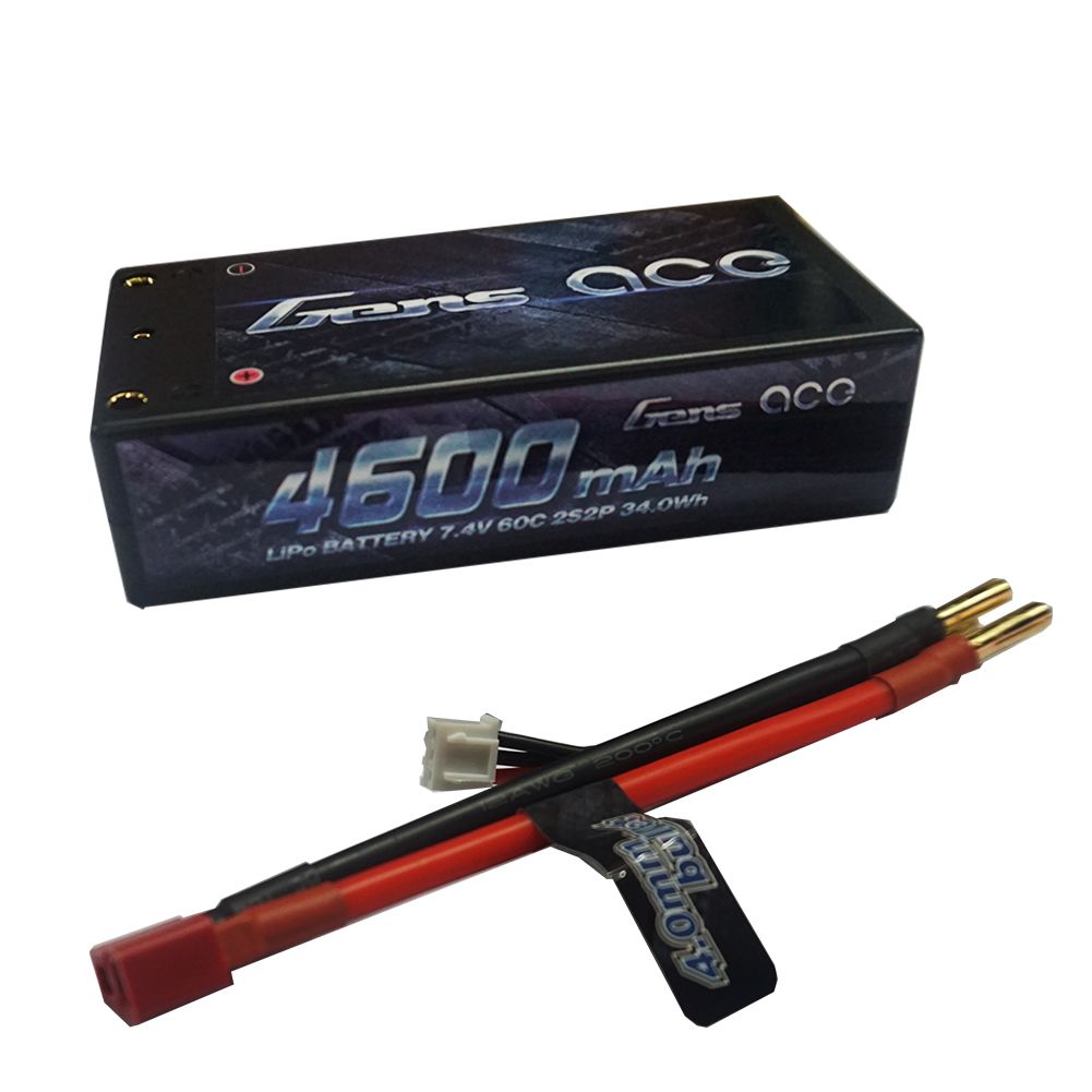(image for) Gens Ace 4600mAh 2S2P 7.4V 60C LiPo 4.0 Bullets Hard Case Shorty