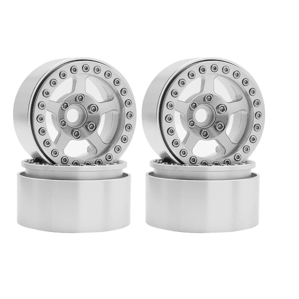 (image for) Hobby Details 1.9\" Aluminum Wheels - 5 Stars (4)(Silver)