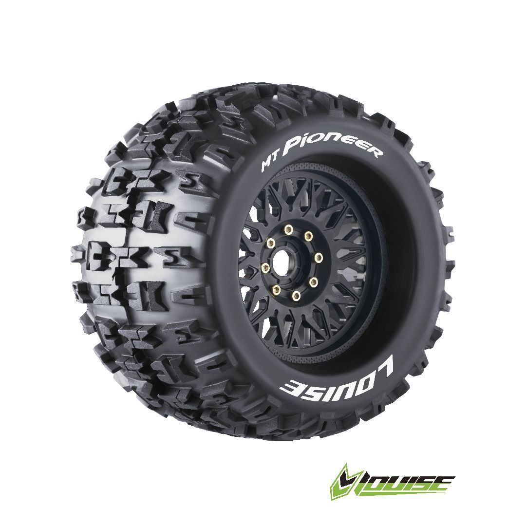 (image for) Louise R/C MT-Pioneer 3.8\" Removable Hex Black Whls 6.7\" OD(2)