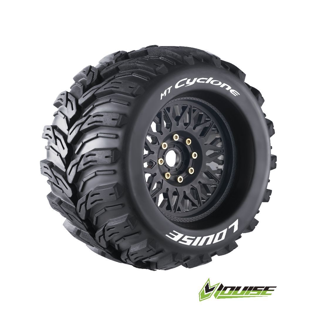 (image for) Louise R/C MT-Cyclone 3.8\" Removable Hex Black Whls 6.7\" OD(2)