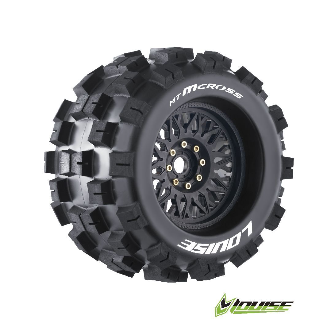 (image for) Louise R/C MT-Mcross 3.8\" Removable Hex Black Whls 6.9\" OD(2)