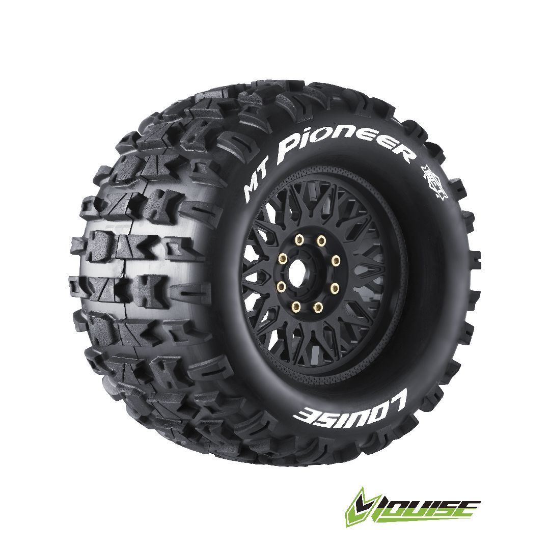 (image for) Louise R/C MT-Pioneer 3.8\" Removable Hex Black Whls 6.7\" OD(2)