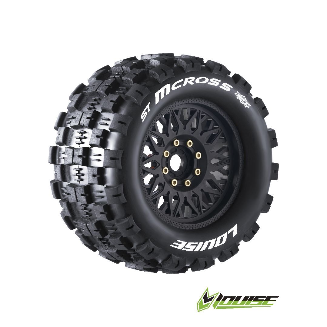 (image for) Louise R/C ST-Mcross 3.8\" Removable Hex Black Whls 6.3\" OD(2)