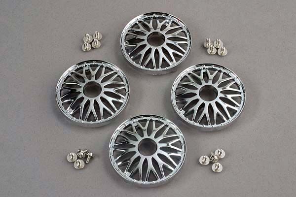 (image for) Traxxas Wheel Covers, Bbs Type (Chrome) (4)/ Attachment Screws (