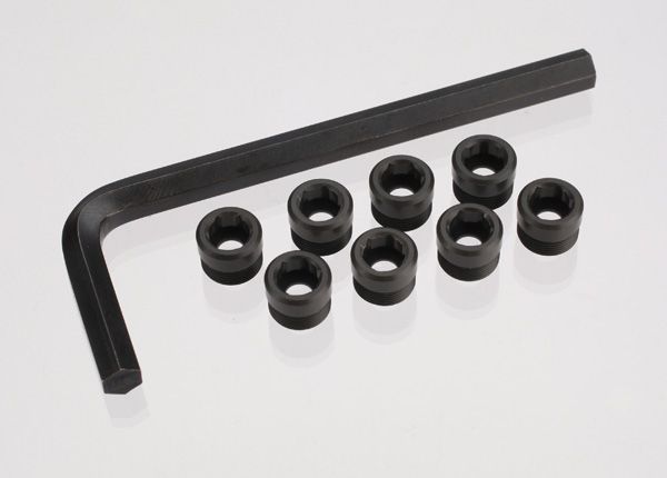 (image for) Traxxas Aluminum Pivot Ball Cap Set w/Tool (Hard-Anodized) (8)