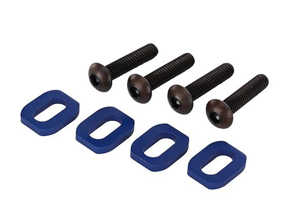 (image for) Traxxas Washers, motor mount, aluminum (blue-anodized) (4)/ 4x18