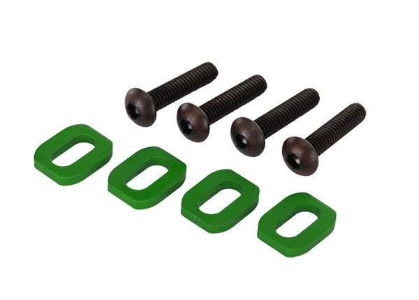 (image for) Traxxas Washers, motor mount, aluminum (green-anodized) (4)