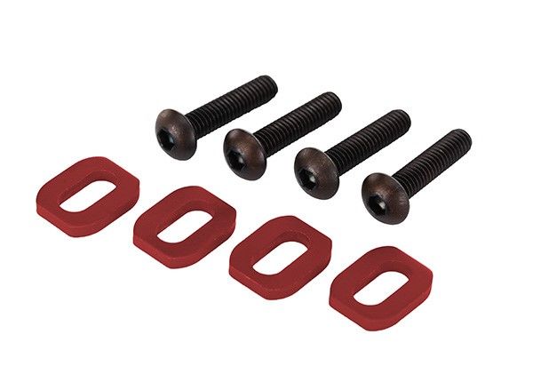 (image for) Traxxas Washers, motor mount, aluminum (red-anodized) (4)/ 4x18m