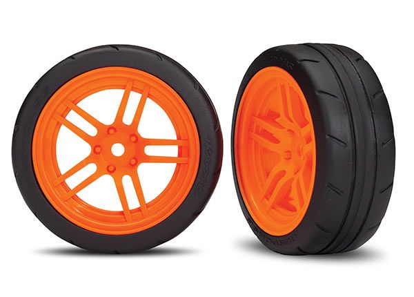 (image for) Traxxas Tires And Wheels, Assembled, Glued (Split-Spoke Orange W