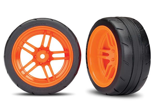 (image for) Traxxas Tires And Wheels, Assembled, Glued (Split-Spoke Orange W