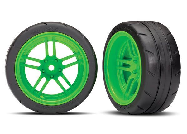 (image for) Traxxas Tires And Wheels, Assembled, Glued (Split-Spoke Green Wh