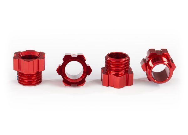 (image for) Traxxas Stub axle nut, aluminum (red-anodized) (4)