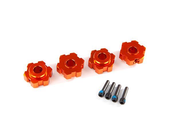 (image for) Traxxas Wheel hubs, hex, aluminum (orange-anodized) (4)/ 4x13mm