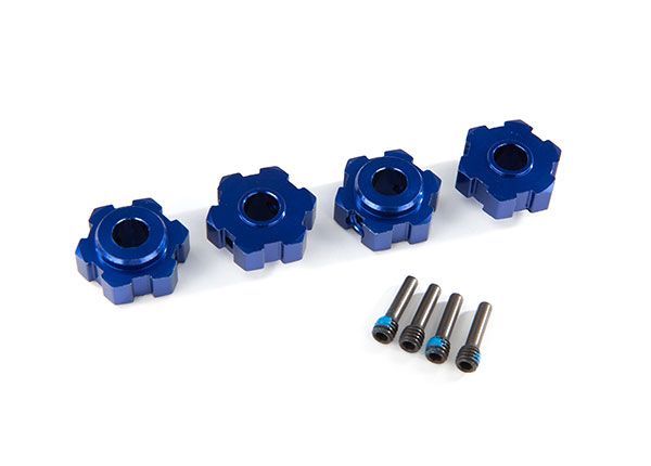 (image for) Traxxas Wheel hubs, hex, aluminum (blue-anodized) (4)/ 4x13mm