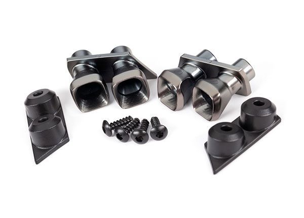 (image for) Traxxas Exhaust tips (2)/ exhaust tip mounts (2)/ 2.6X8 BCS (4)